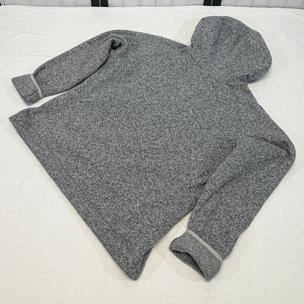 North Face XL Hooded Half Zip Pouch Pocket Fleece Interior Jacket Grey Marled - Picture 9 of 13
